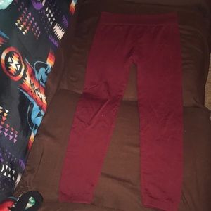 Fleece lined maroon leggings S/M
